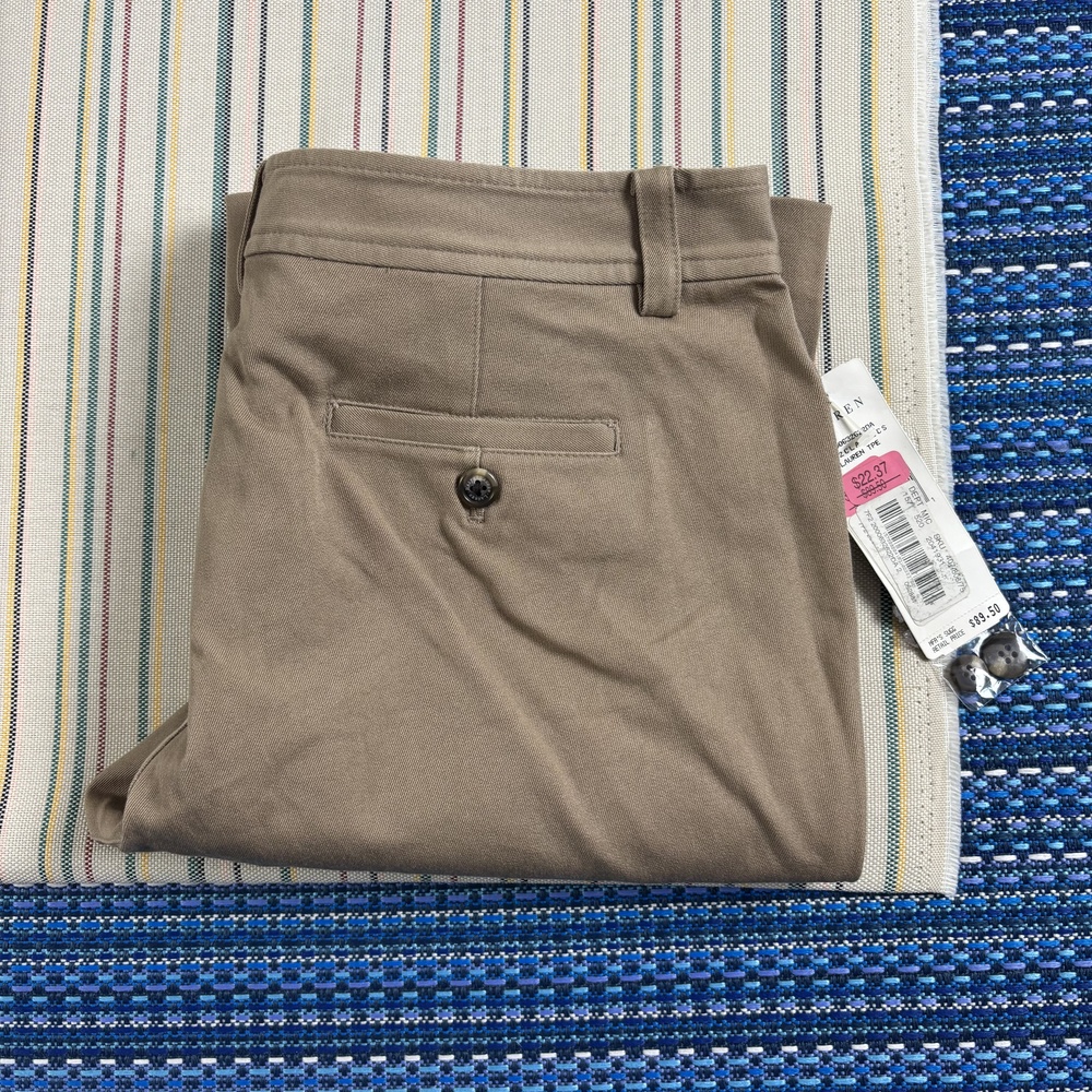 Lauren Ralph Lauren Pants Womens 2 Beige Twill Chino Straight Leg Stretch NEW